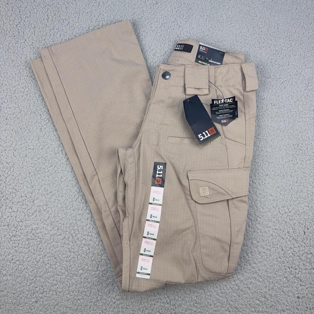 5.11 Tactical Pants Womens 0 Beige Stryke Cargo Flex-Tac Workwear Ripstop